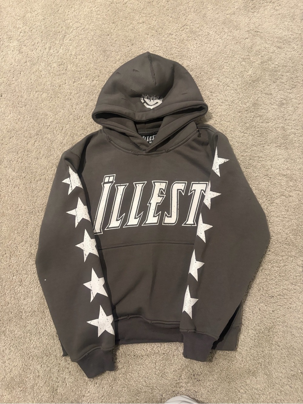 Illesteva Charcoal Gray Star-Print Crewneck Hoodie